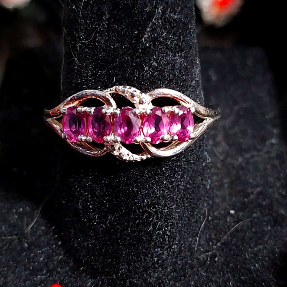 Silver Rhodolite Garnet Ring